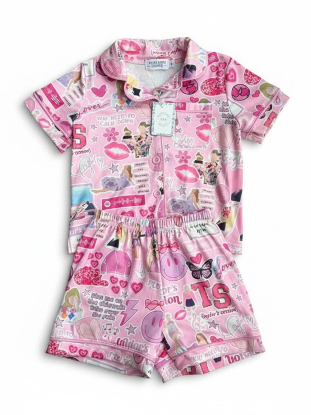 Rylee Faith Designs Kids Pink Swiftie Inspired Pajama Set Size‎ 4 NWT
